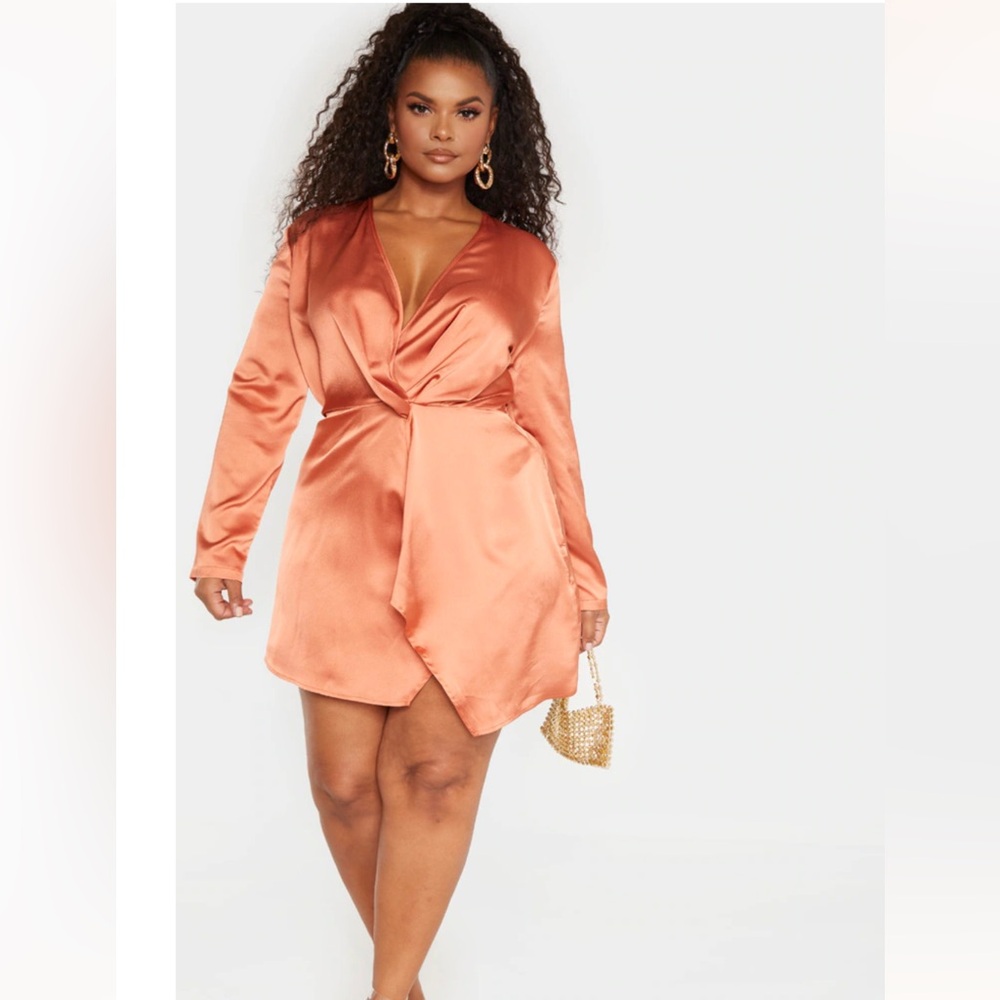 Satin dress, rust colored, NWT
